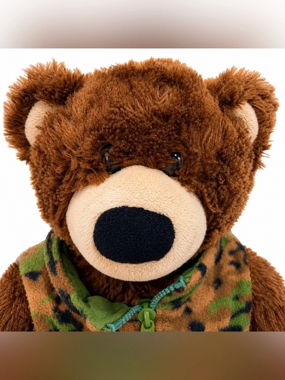 Vintage 1997 Build-A-Bear Brown Teddy Bear Camo BearBoxer Outfit Jacket Plush